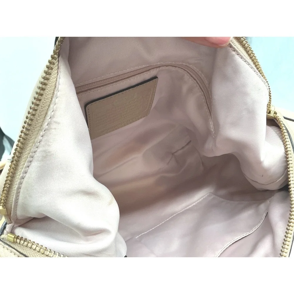 Coach Leather Hobo Shoulder Bag‎ Light Pink Snake Trim Gold Hardware